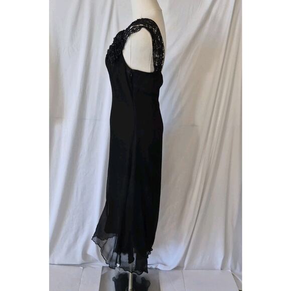 Vintage Collette Dinnigan 100% Silk Black Y2K Gown Dress Medium Embellished - Picture 10 of 12